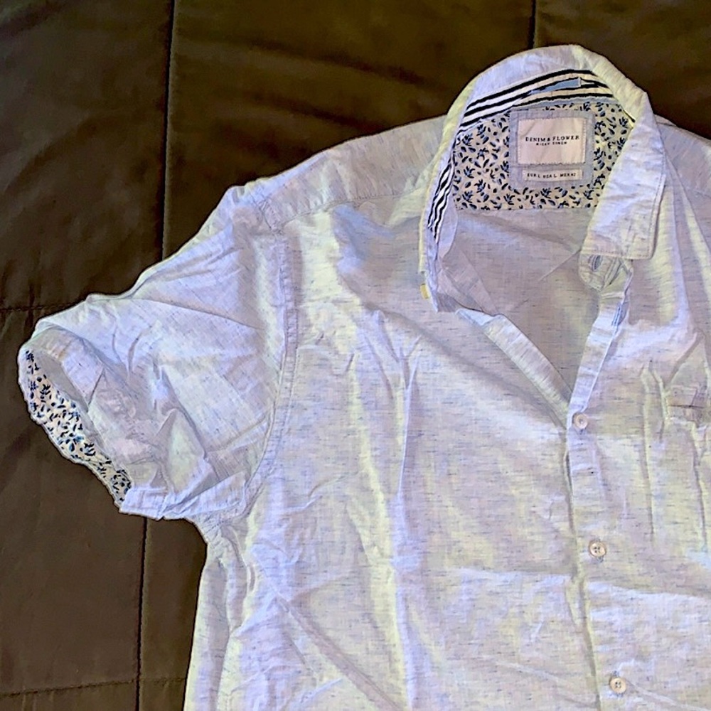 👕 Denim & Flower Ricky Singn Button Down Shirt | Light Blue | Large